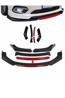 Toyota Hilux 2004-2015 4 Parça Kırmızı Ön Ek Piano Black Lip